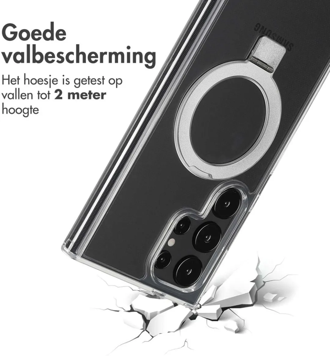 Accezz Hoesje Samsung Galaxy S24 Ultra Magnetische Ring - Transparant