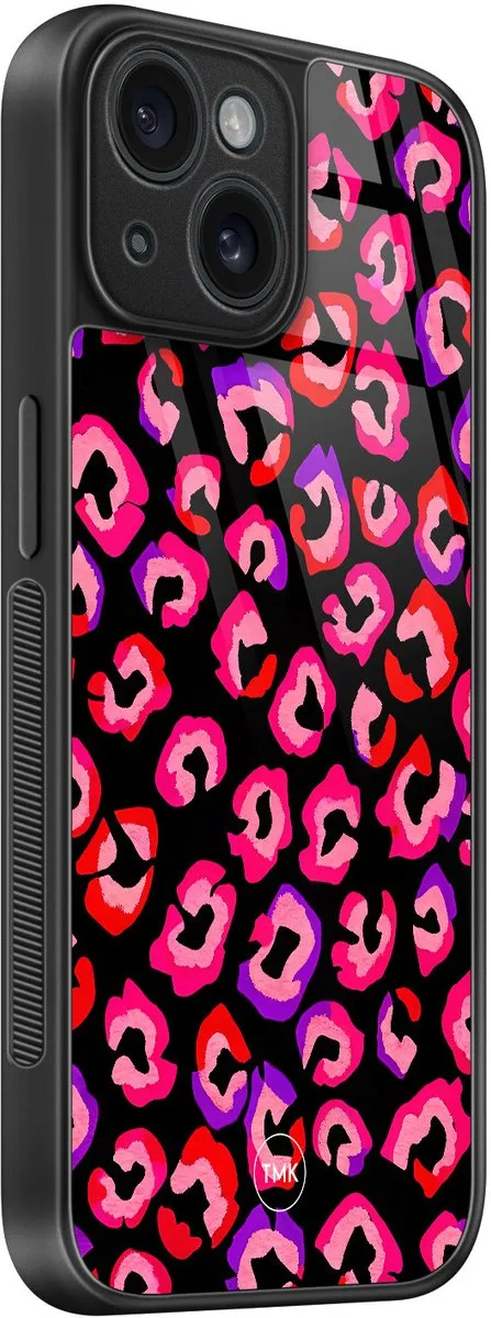 Casevibes iPhone 15 Hoesje - Luipaard Neon Multi
