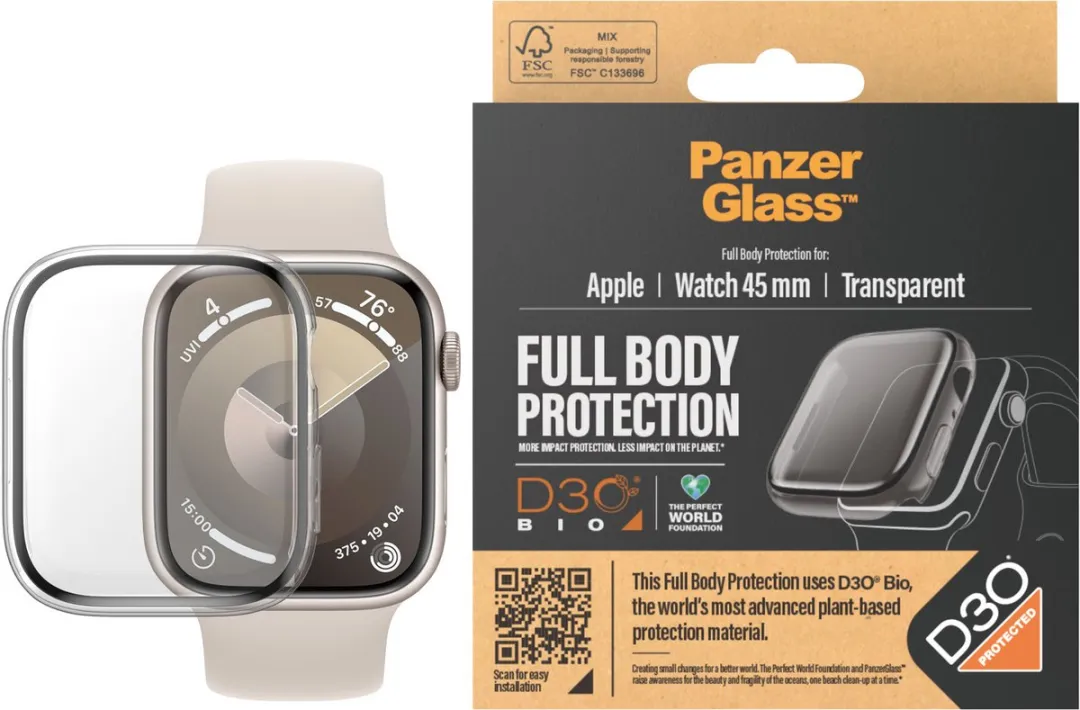 PanzerGlass PZ-3687 Screenprotector Apple Watch 45mm - Transparant