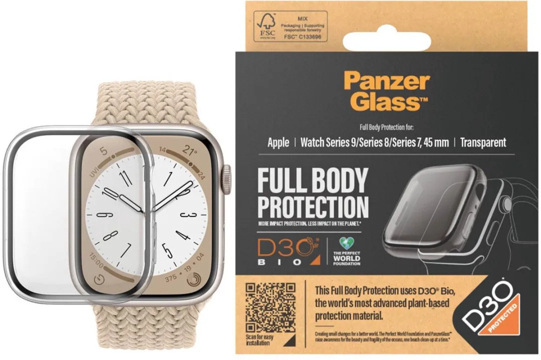 PanzerGlass PZ-3687 Screenprotector Apple Watch 45mm - Transparant