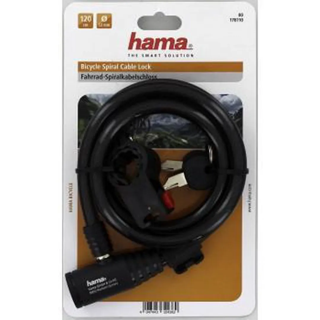 Hama 00178110 Spiraalkabelslot 120cm - Zwart - afbeelding 2 van 2