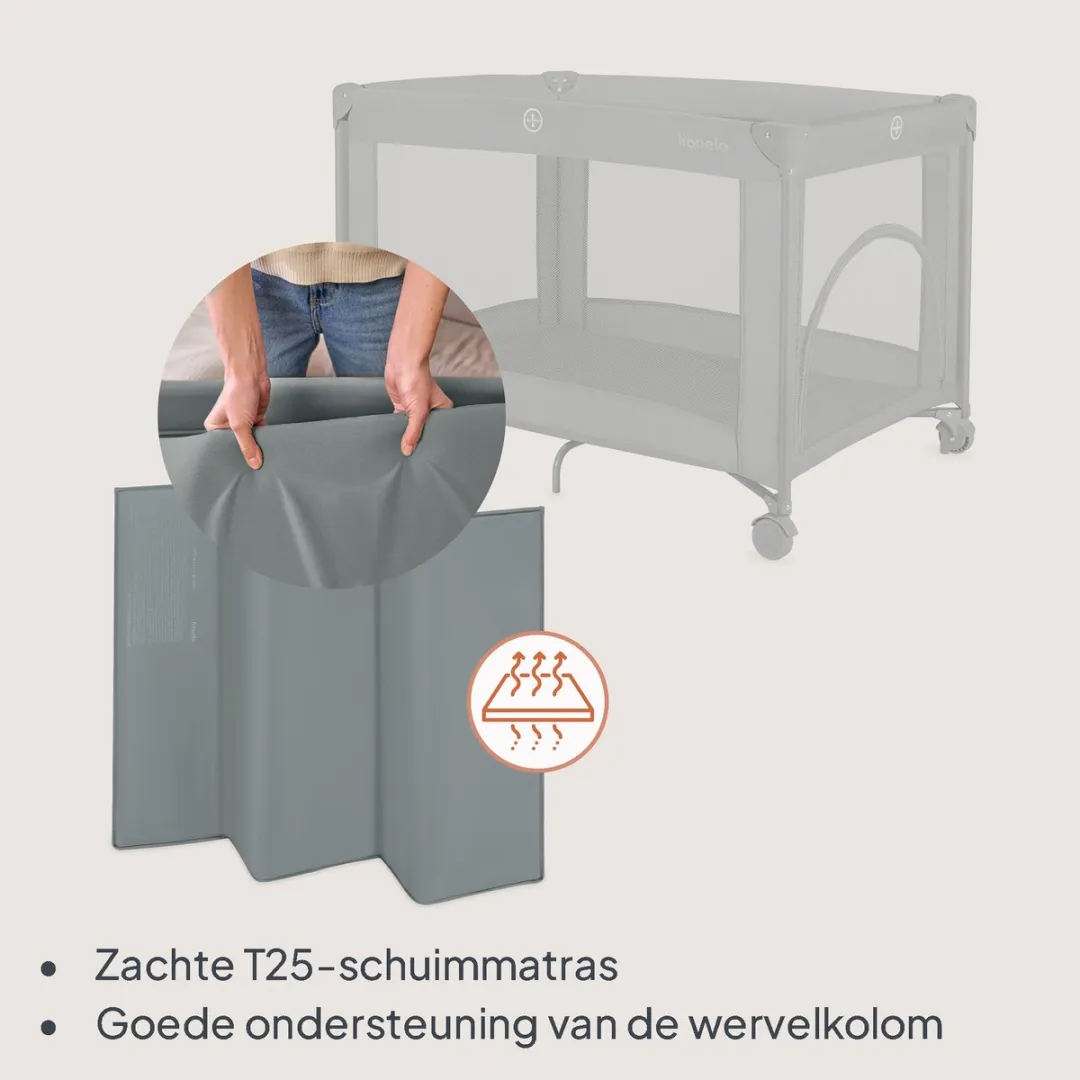 Lionelo Campingbedje 3in1 Amelie - Beige - 70x100cm