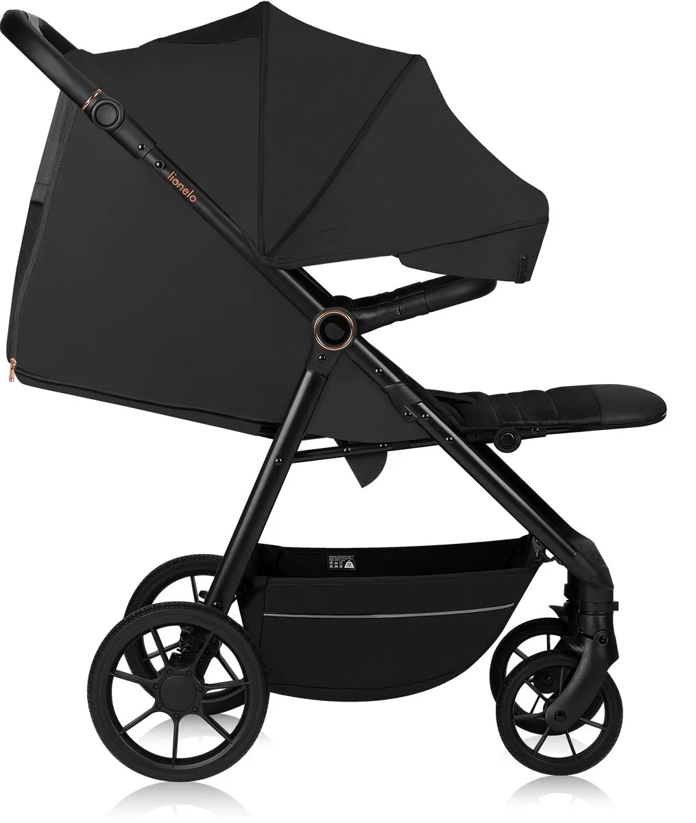 Lionelo Mira Kinderwagen - Zwart/Onxy - 5-Puntsgordel & UPF50+ Luifel