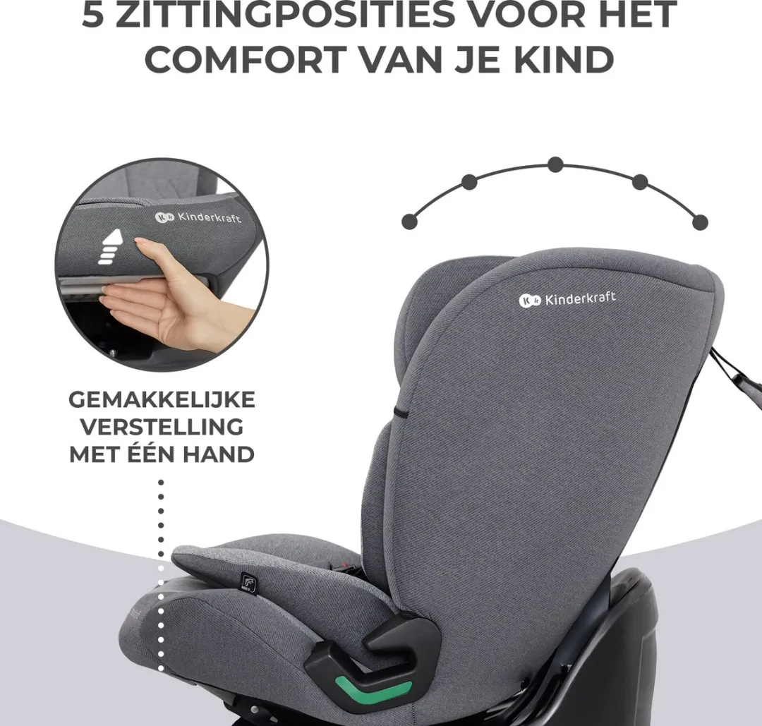 KinderKraft ONETO3 I-SIZE Autostoeltje 76-150cm - Grijs