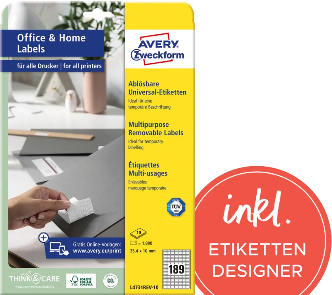 Avery Universele Verwijderbare Etiketten L4744REV-10