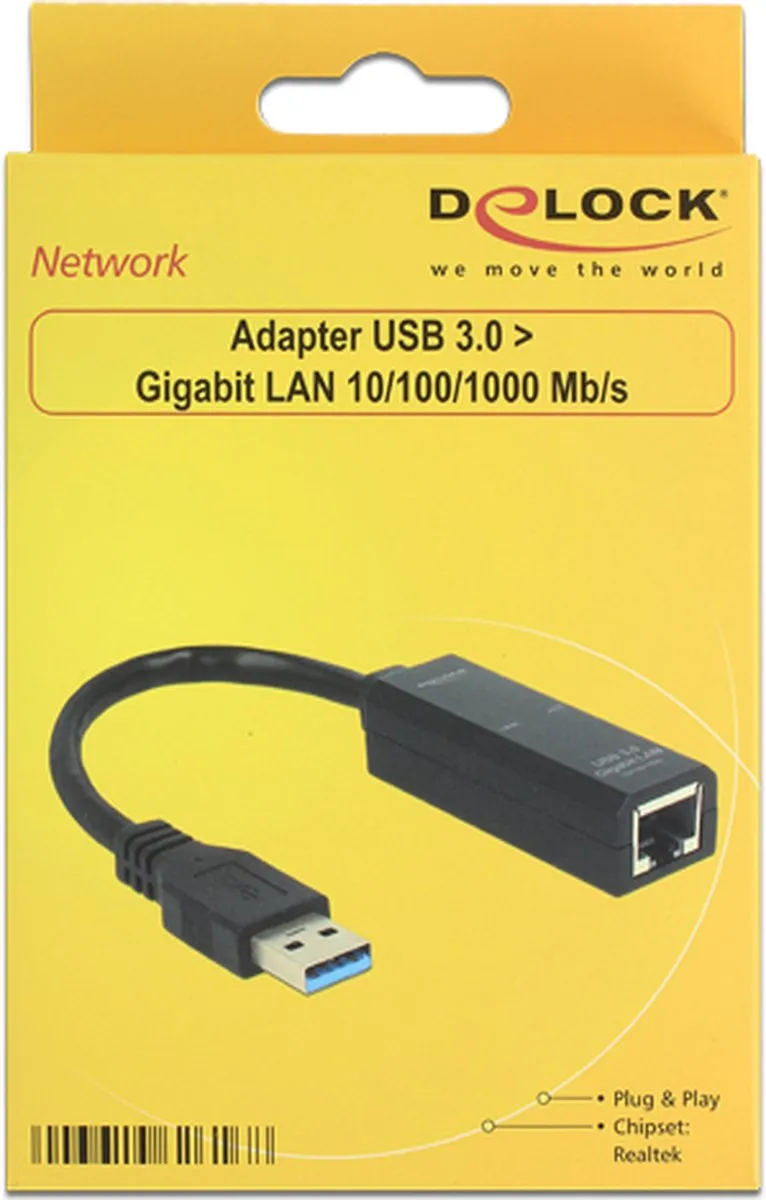 Delock USB-A naar RJ45 Gigabit Ethernet Adapter 62616 - Zwart