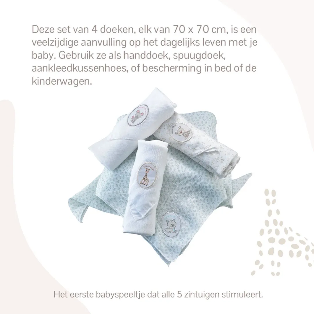 Sophie de Giraf Hydrofiele Doeken 70x70cm - 4 Stuks - afbeelding 6 van 6