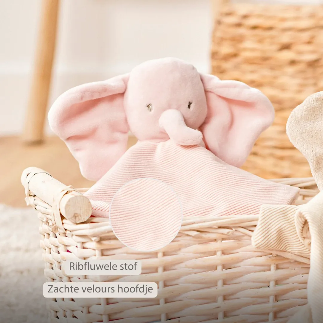 Nattou FanFan Baby Knuffeldoekje Olifant Roze 27x27cm