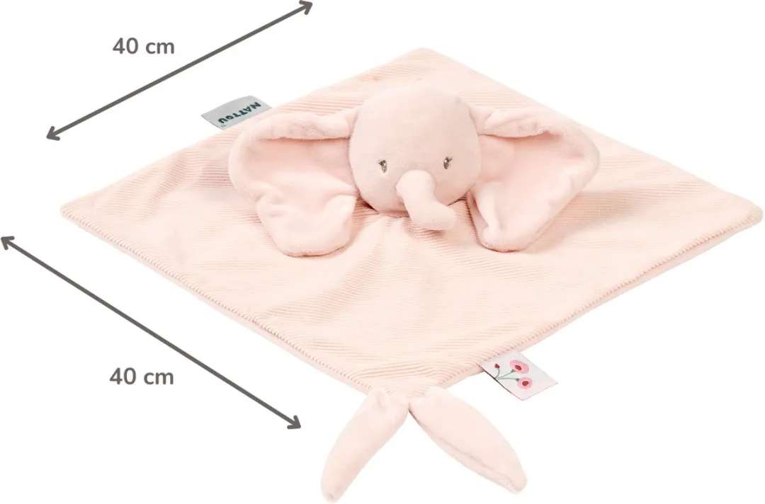 Nattou FanFan Baby Knuffeldoekje Olifant Roze 27x27cm