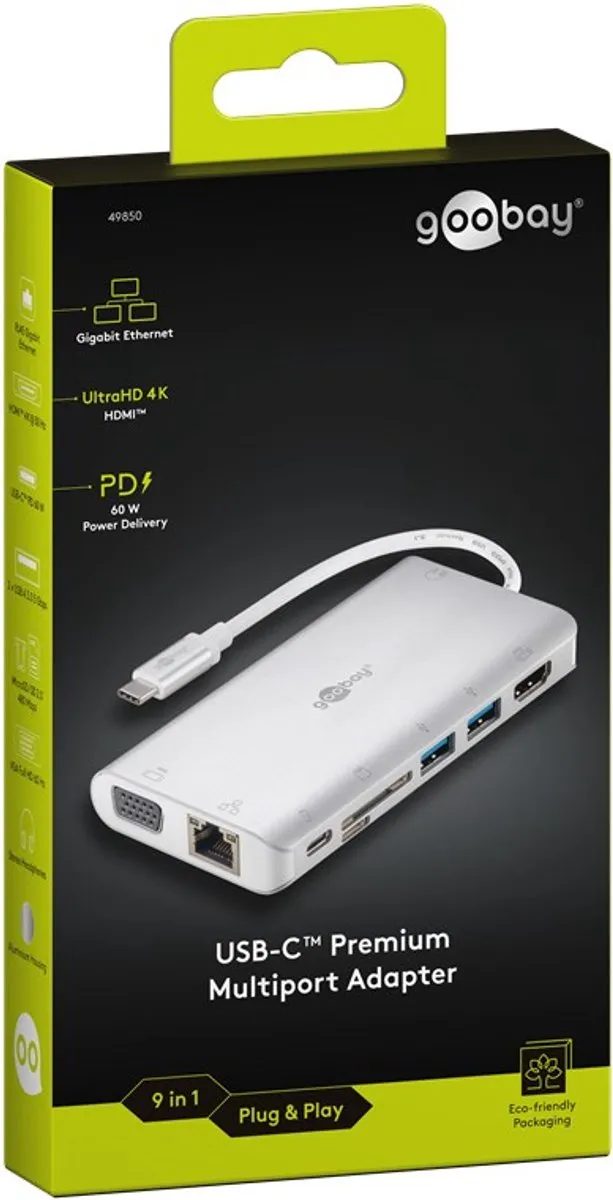 Goobay 49850 USB-C Interface Hub - 5000 Mbit/s - Zilver