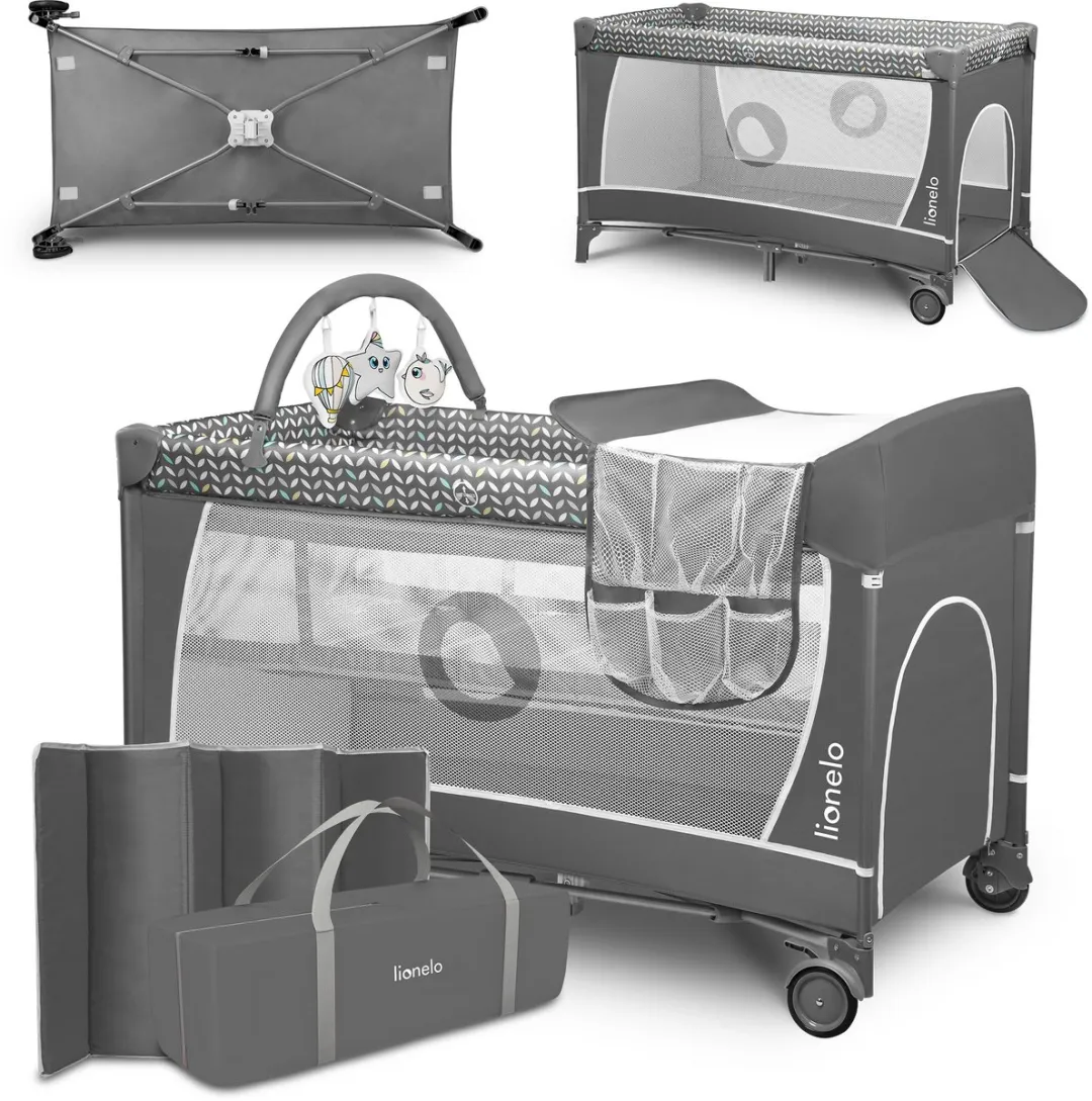 Lionelo Flower Campingbedje 2-in-1 - Reiswieg & Box - Groene/Turkooise
