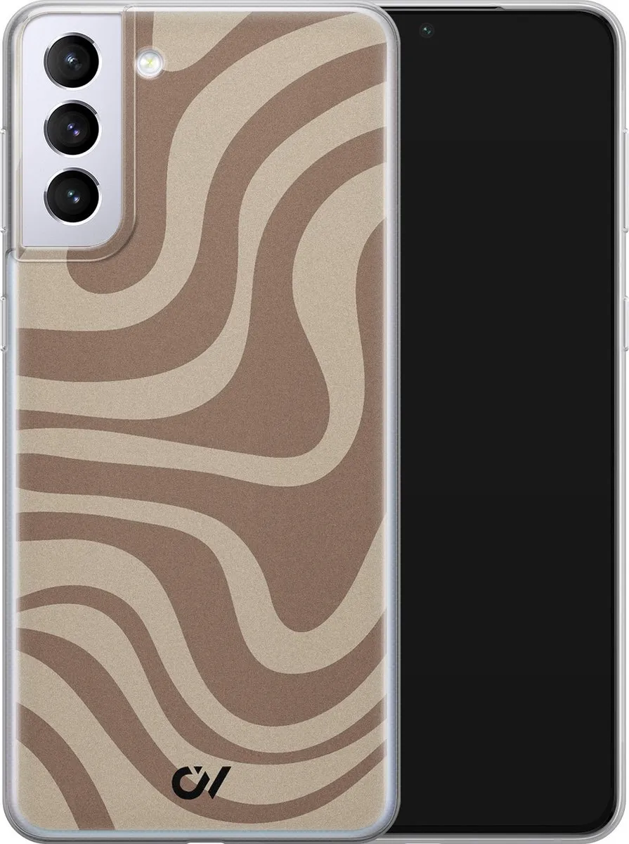 Casevibes Samsung Galaxy S21+ Hoesje - Bruin Abstract Waves - S/S21+/UV/022