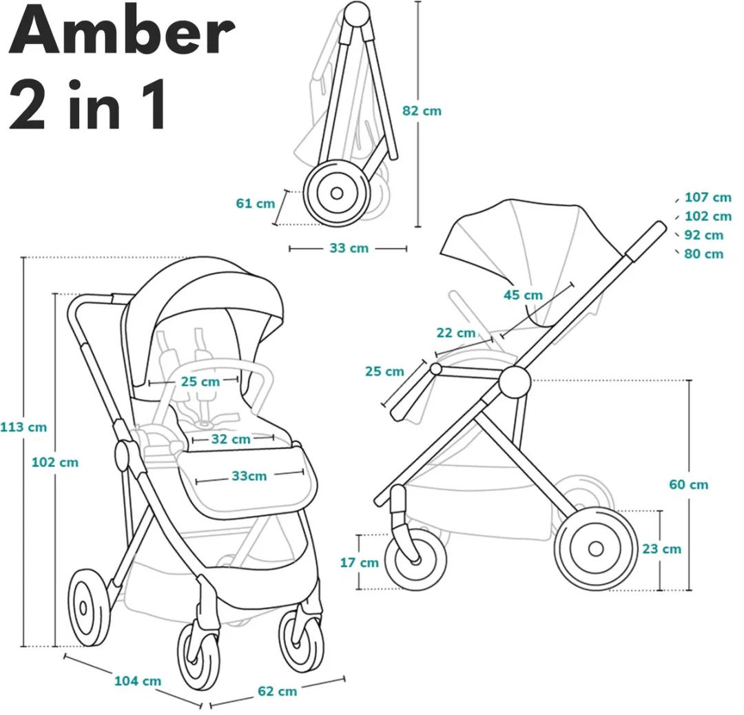 Lionelo Amber 2in1 Kinderwagen 2-in-1 - Blauw