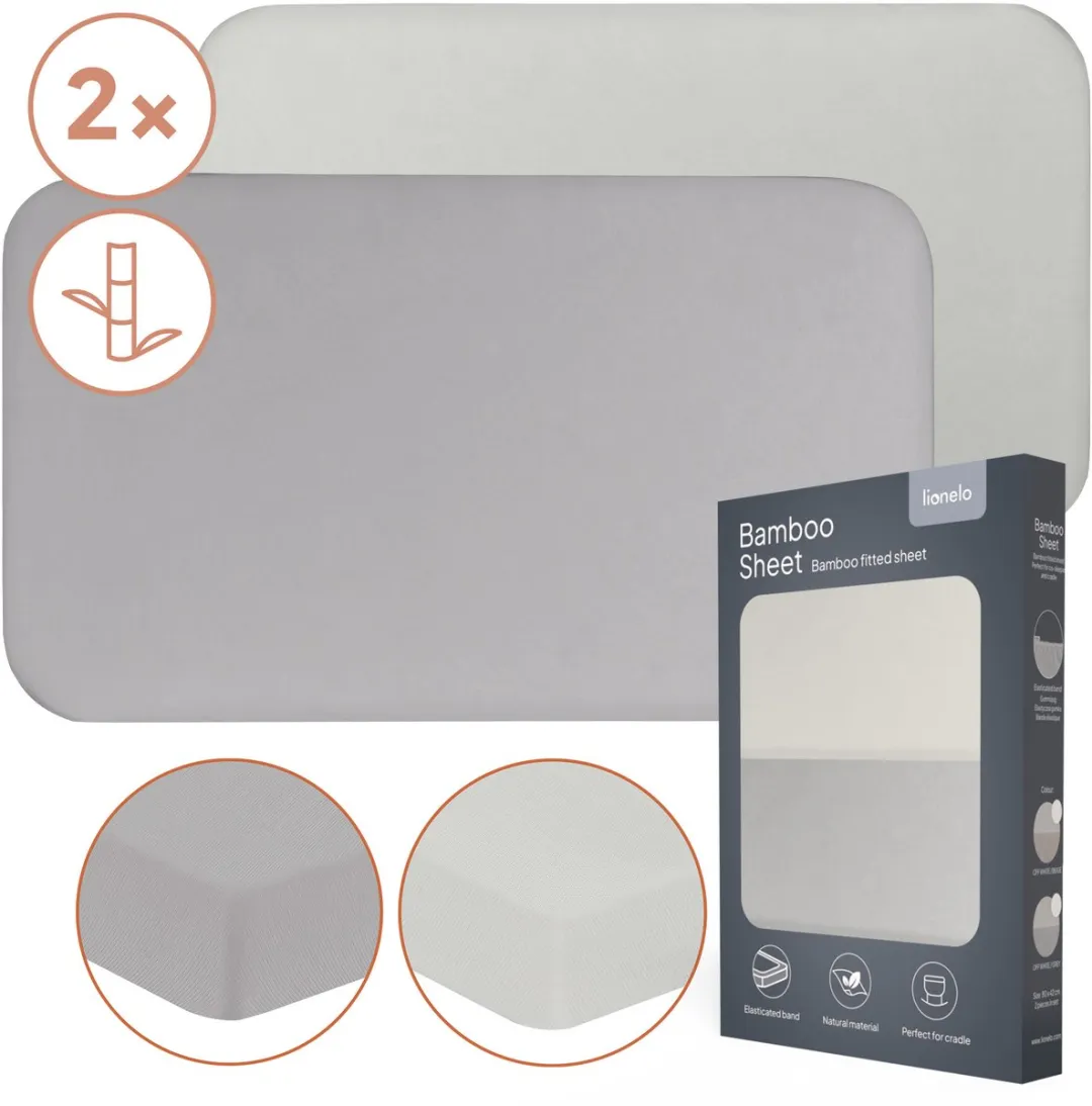 Lionelo Bamboe Lakenset 2-delig 80x42cm - Grijs