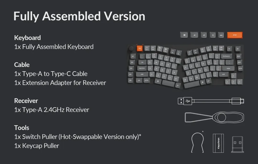 Keychron K15 Max K15M-H1 Ergonomisch Toetsenbord - Grijs