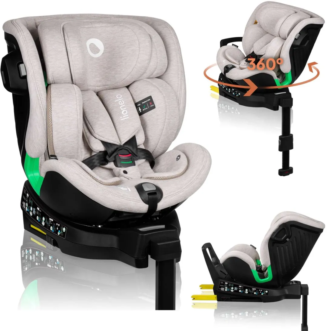 Lionelo Harmony - i-Size Autostoel 4in1 - 360° Draaibare - Brede zitting - ISOFIX + Steunpoot - Achterwaarts gericht tot 105 cm (18 kg) - 40 tot 150 cm - 0 tot 36 kg - Side Impact Guard - RWF en FWF - Bamboe hoes - Dri-Seat - Hoofdsteun verstelbaar