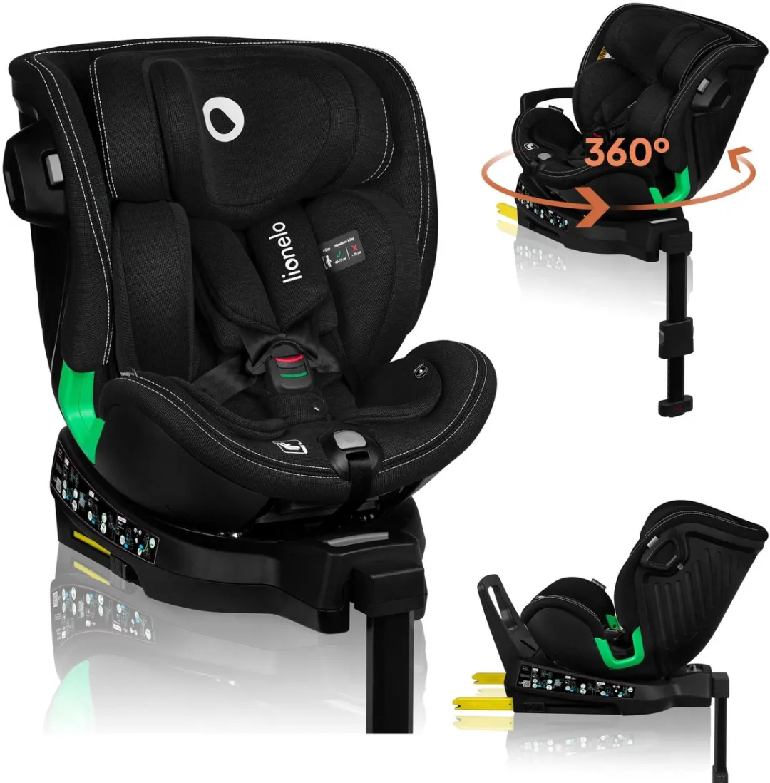Lionelo Harmony - i-Size Autostoel 4in1 - 360° Draaibare - Brede zitting - ISOFIX + Steunpoot - Achterwaarts gericht tot 105 cm (18 kg) - 40 tot 150 cm - 0 tot 36 kg - Side Impact Guard - RWF en FWF - Bamboe hoes - Dri-Seat - Hoofdsteun verstelbaar