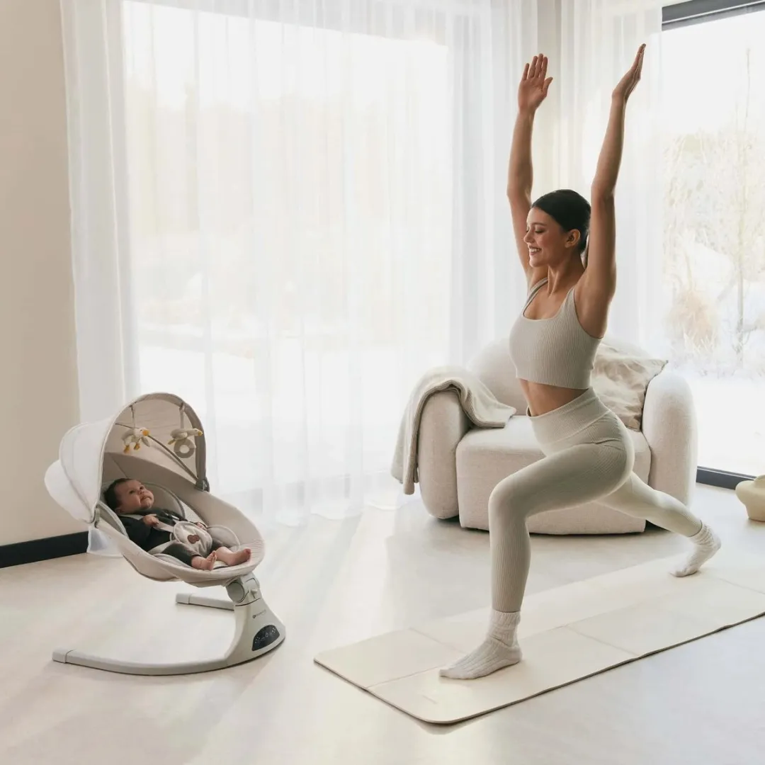 KinderKraft TULSY Elektrische Wipstoel & Ligstoeltje - 5 Schommelniveaus - Beige