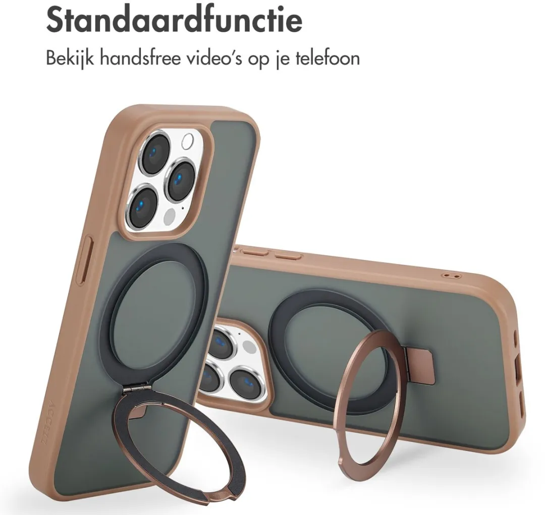 Accezz Hoesje iPhone 14 Pro Max - MagSafe Ring Stand - Bruin