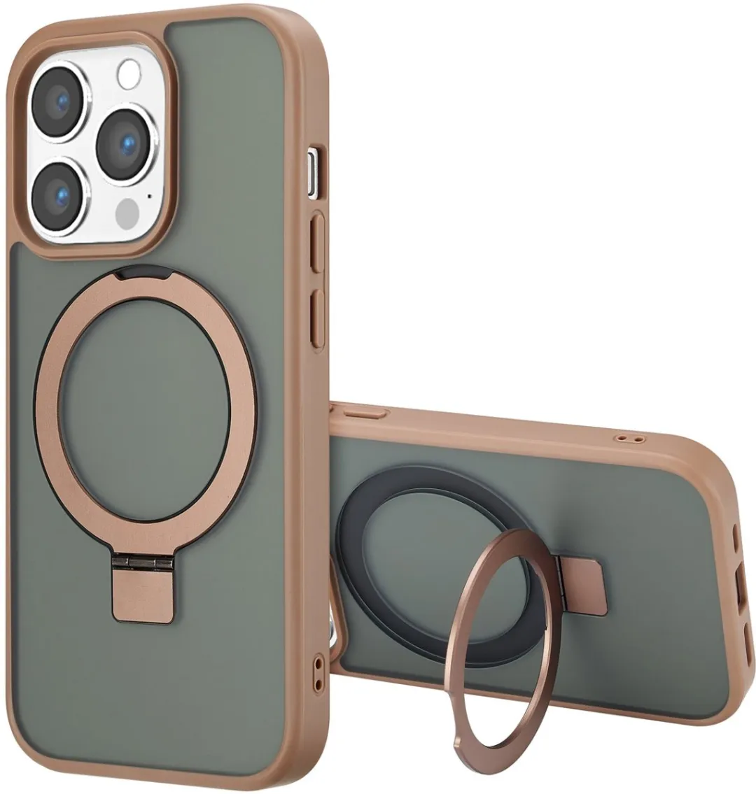 Accezz Hoesje iPhone 14 Pro Max - MagSafe Ring Stand - Bruin