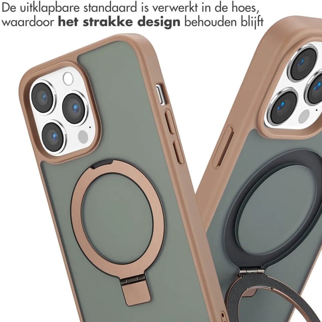 Accezz Hoesje iPhone 14 Pro Max - MagSafe Ring Stand - Bruin