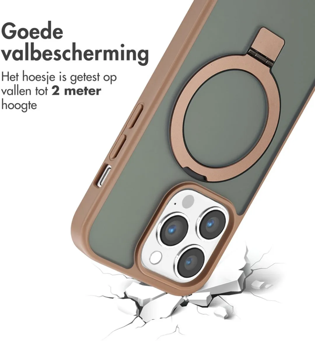 Accezz Hoesje iPhone 14 Pro Max - MagSafe Ring Stand - Bruin