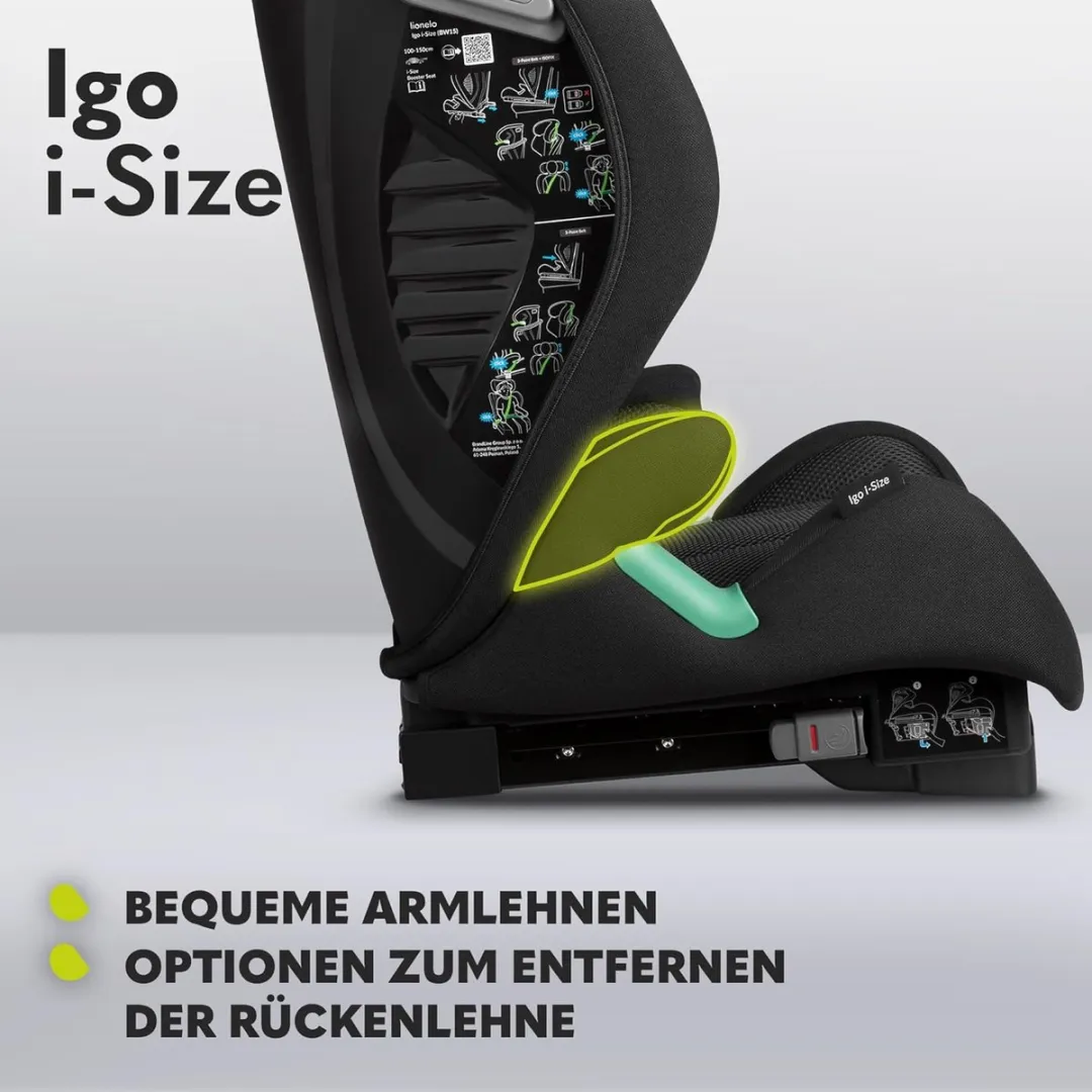 Lionelo Igo i-Size Autostoeltje 100-150cm - Groep 2-3 - Grey Graphite