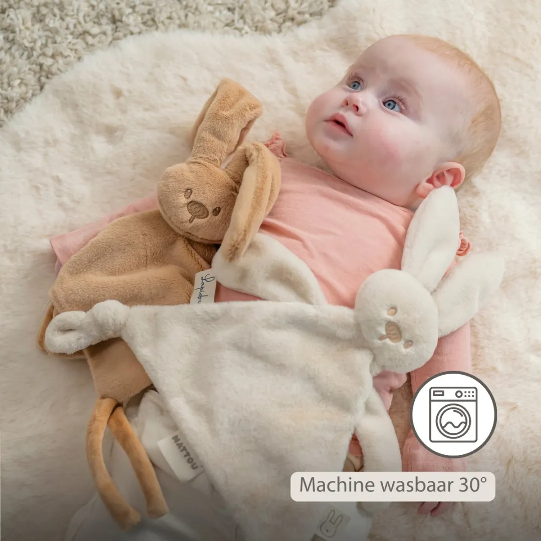 Nattou Lapidou Baby Knuffeldoekje 27x27cm - Konijn - Warm Beige