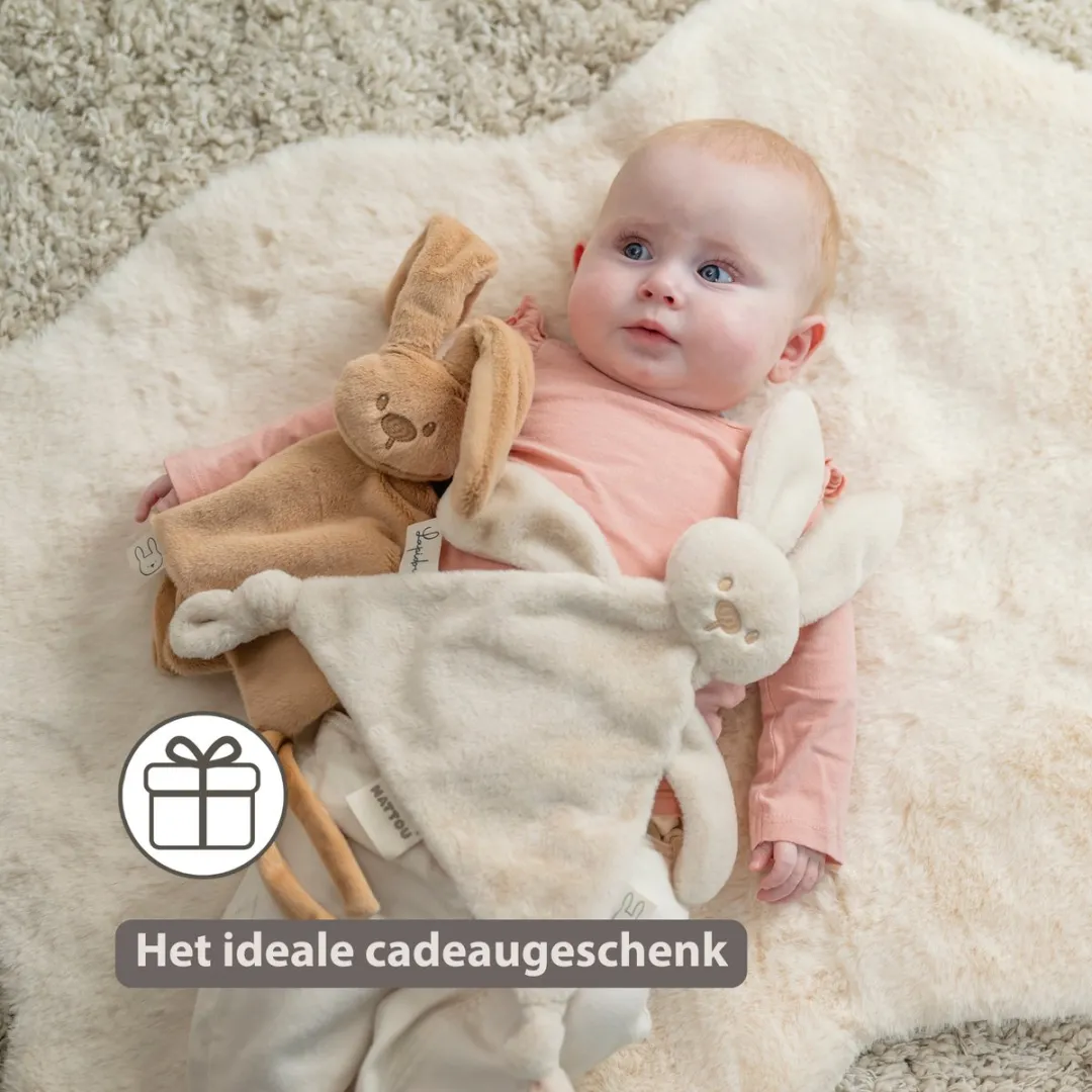Nattou Lapidou Baby Knuffeldoekje 27x27cm - Konijn - Warm Beige