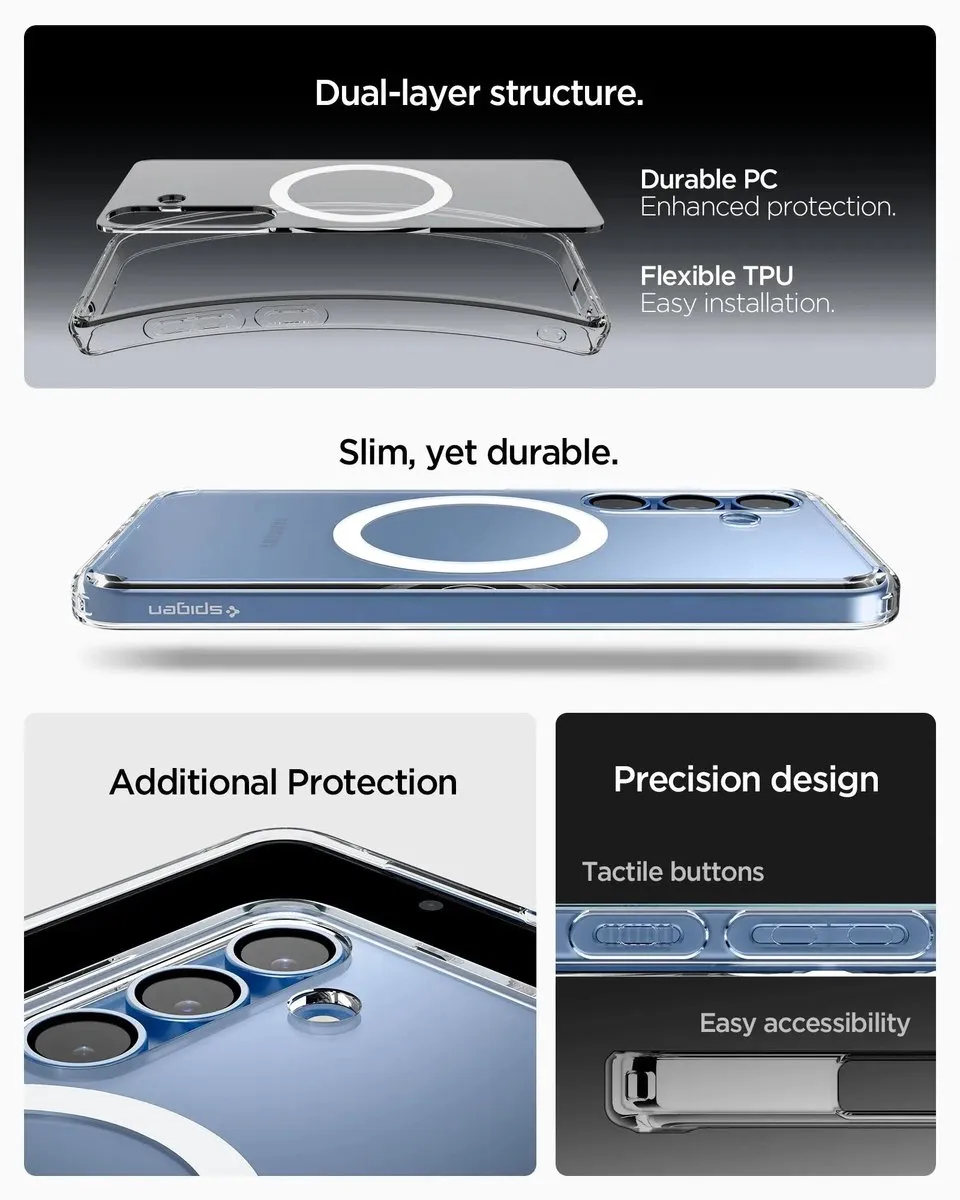 Spigen Crystal Hybrid MagFit ACS08922 Hoesje - Samsung Galaxy S25 - Wit