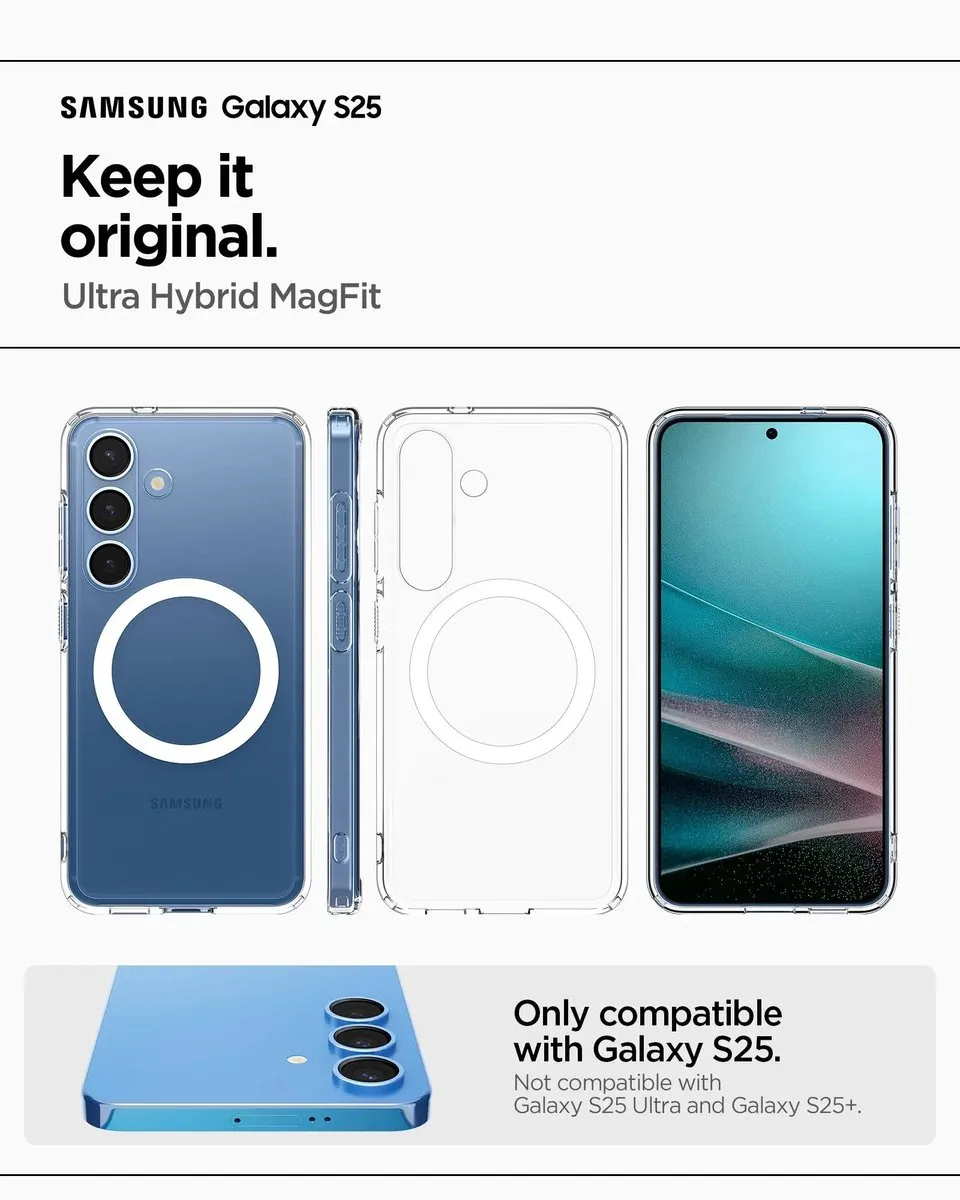 Spigen Crystal Hybrid MagFit ACS08922 Hoesje - Samsung Galaxy S25 - Wit - afbeelding 6 van 6