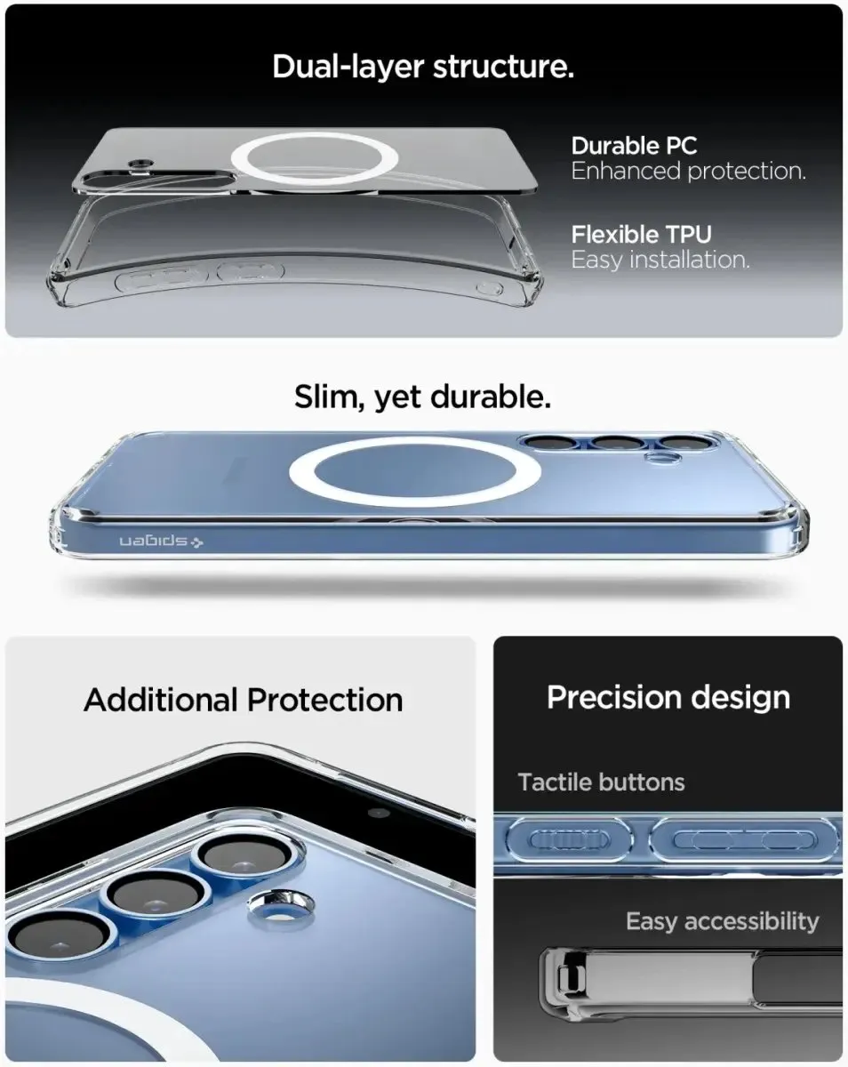 Spigen Crystal Hybrid MagFit ACS08922 Hoesje - Samsung Galaxy S25 - Wit
