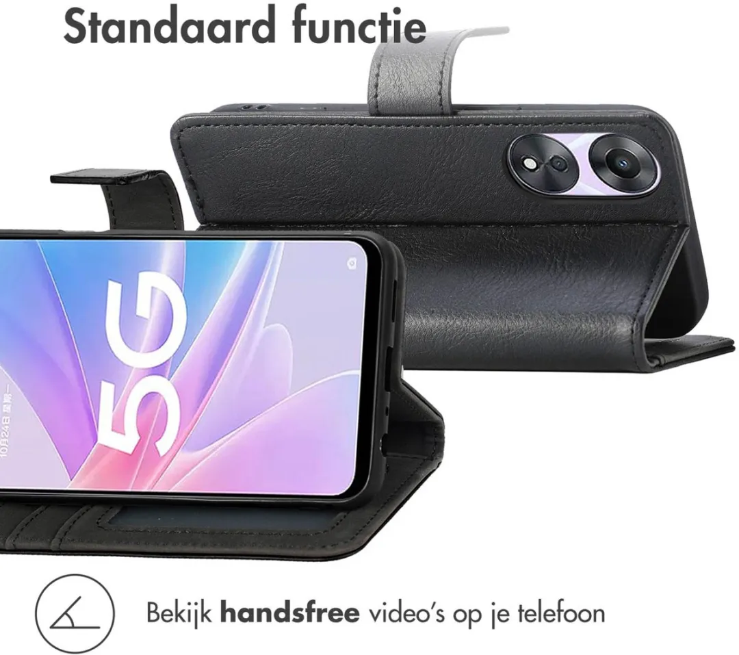 Imoshion Hoesje Oppo A58 Luxe Bookcase - 3 Stuks - Zwart