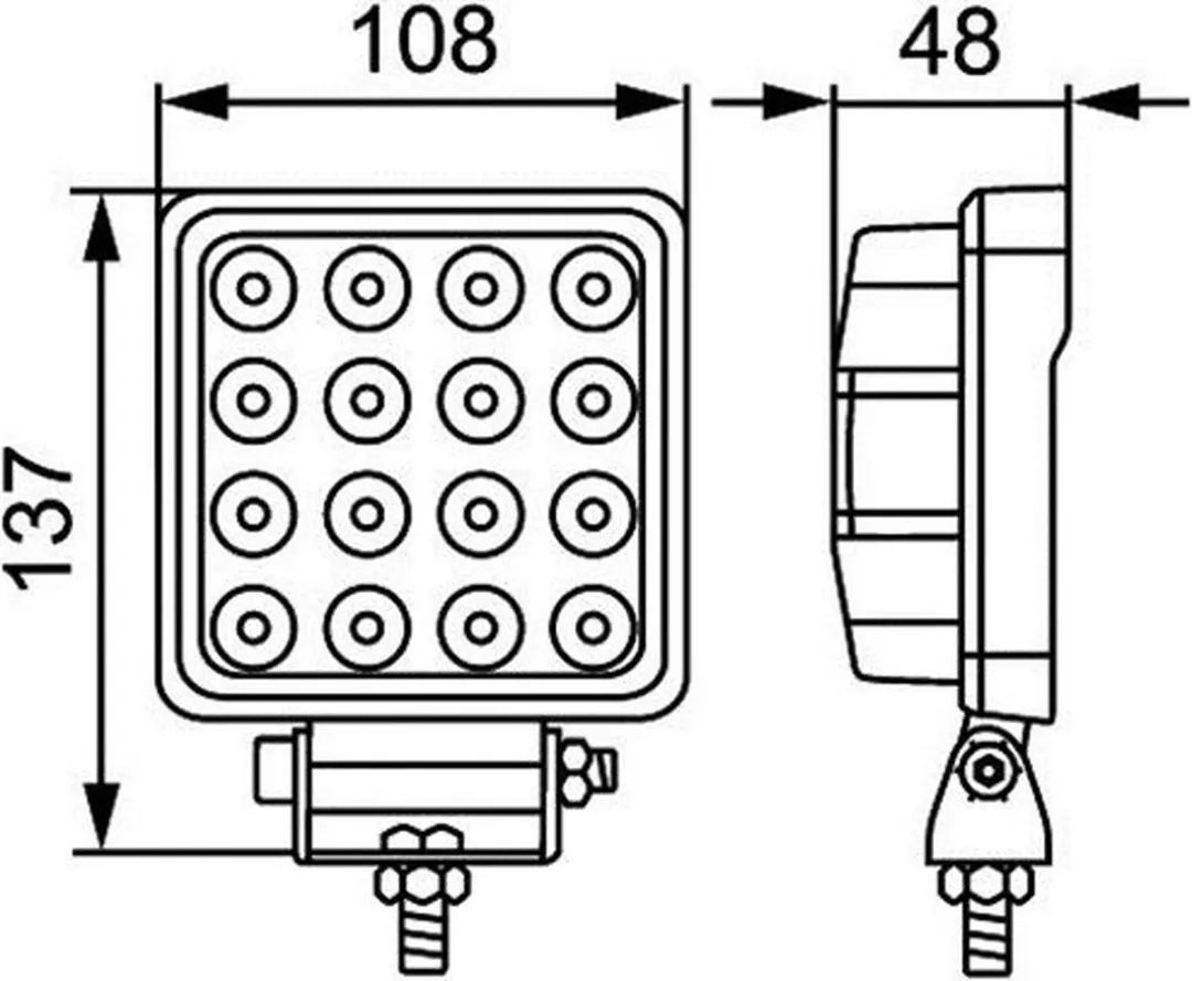 Hella ValueFit 16-led Werklamp 25W - 300cm - Zwart