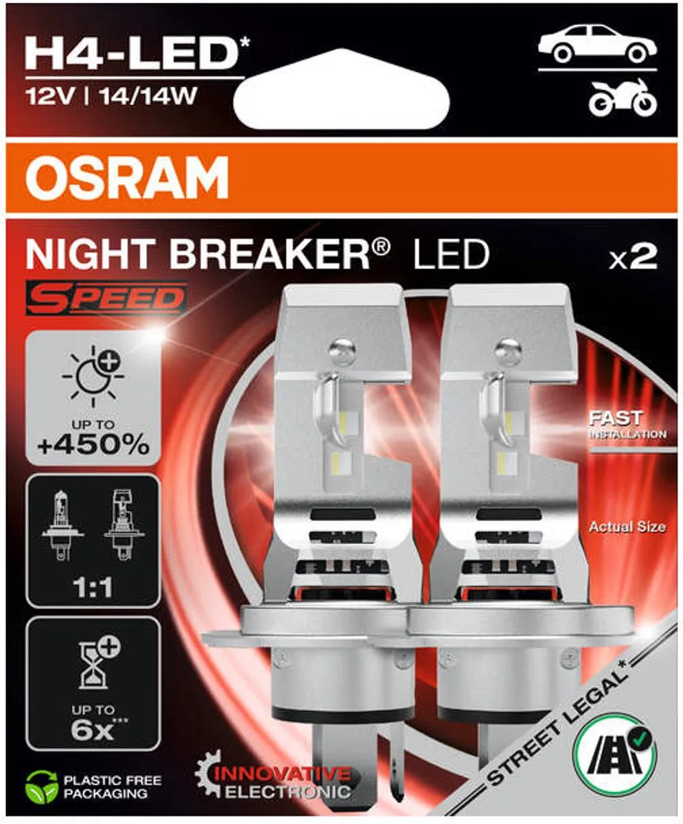 Osram Night Breaker Speed LED H4 64193DWNBSP-2HB Set - 2 Stuks