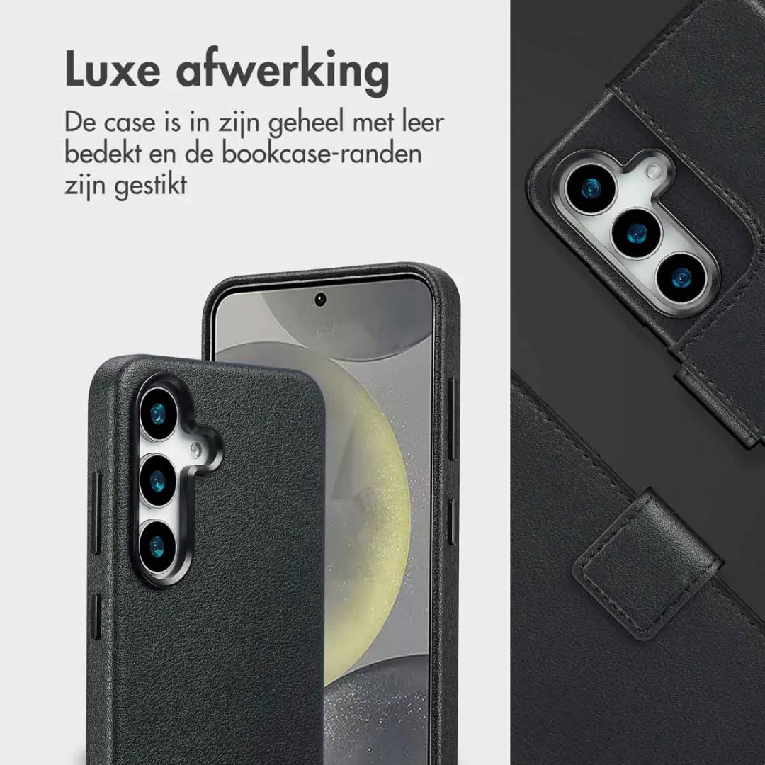 Accezz Galaxy S25 Leather Bookcase Hoesje 3 Pasjes - Zwart