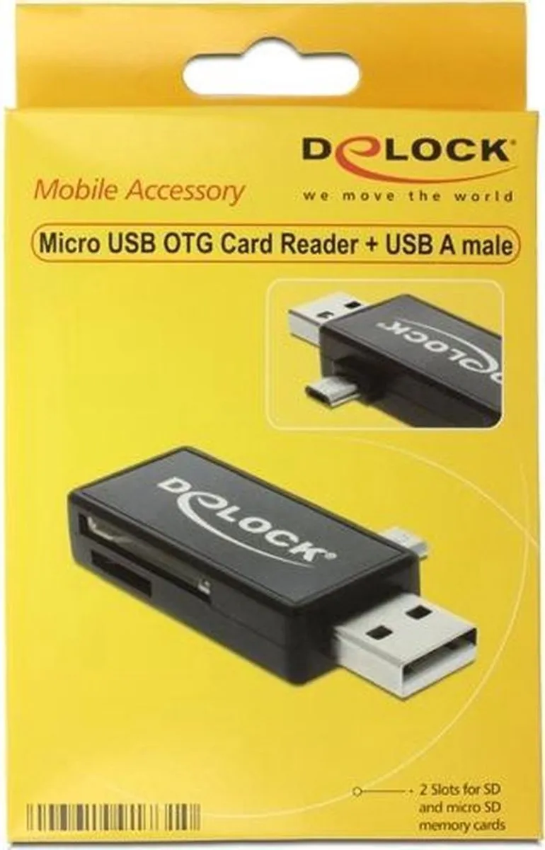 Delock 91731 Micro USB OTG Cardreader - Zwart