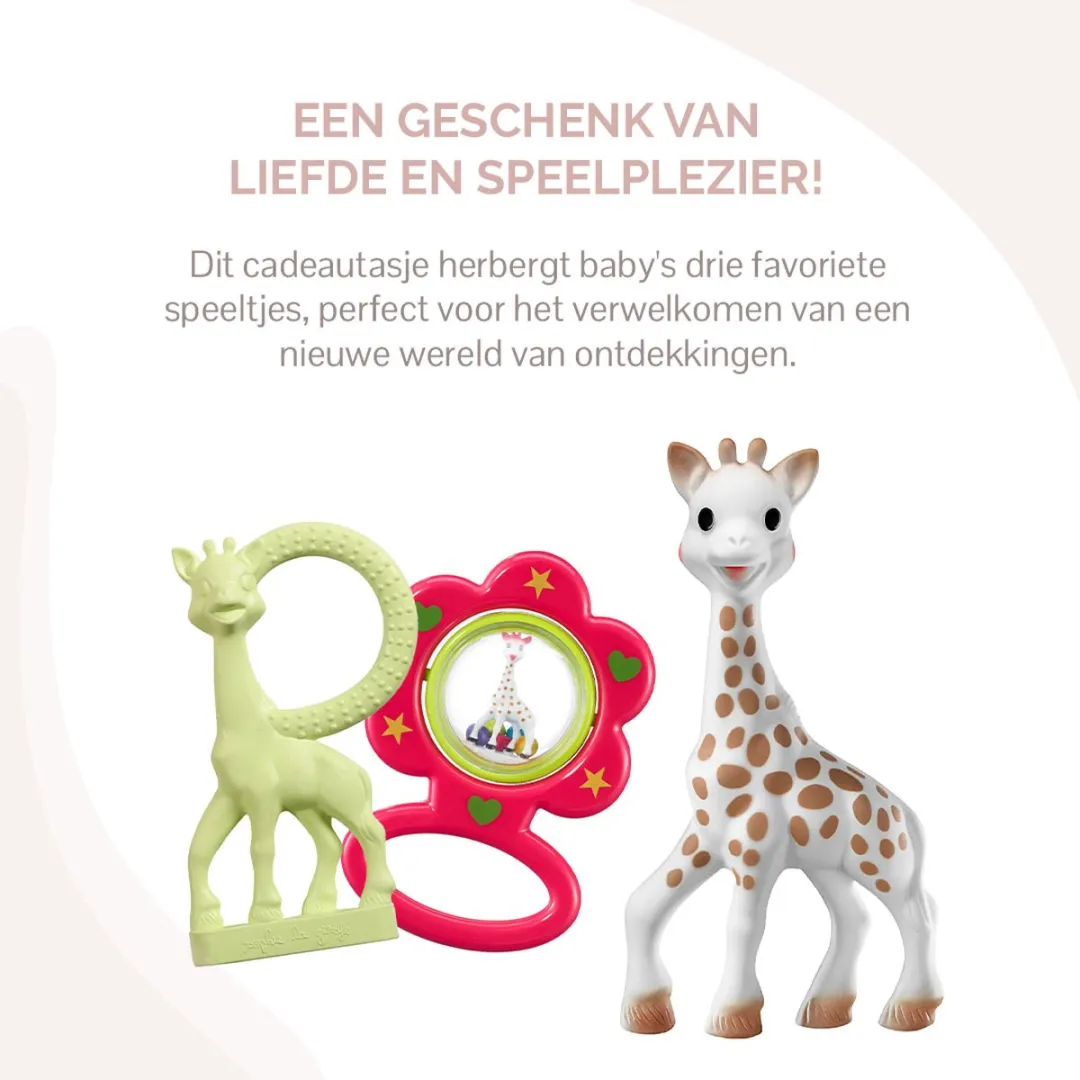 Sophie de Giraf Cadeauset - Rood Rammelaar & Bijtring - 4-delig
