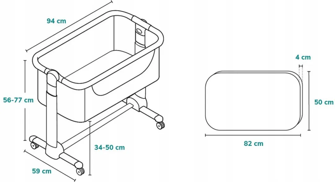 Lionelo Leonie 3-in-1 Babybed + Co-Sleeper Beige - Opvouwbaar met wielen