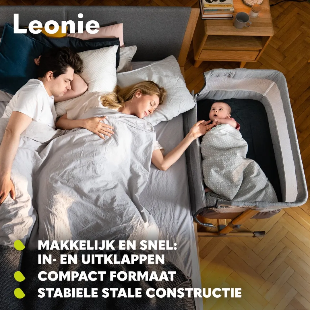 Lionelo Leonie 3-in-1 Babybed + Co-Sleeper Beige - Opvouwbaar met wielen