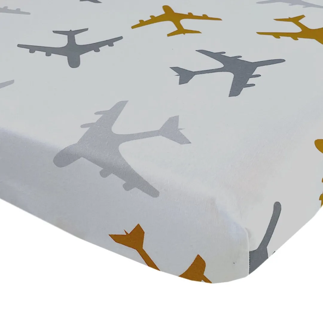 BINK Bedding Hoeslaken Planes Oker 40x80cm