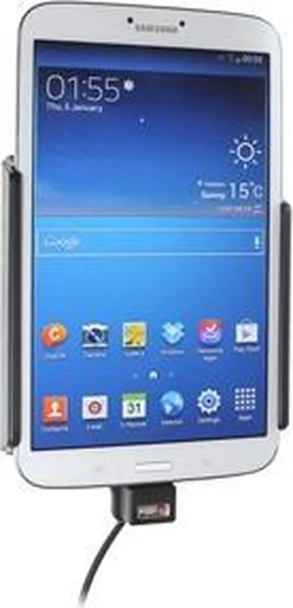 Brodit Actieve Houder met Autolader Samsung Galaxy Tab 3.8 8" - Zwart