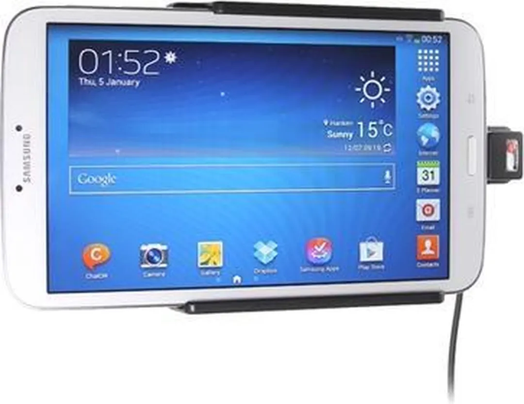 Brodit Actieve Houder met Autolader Samsung Galaxy Tab 3.8 8" - Zwart