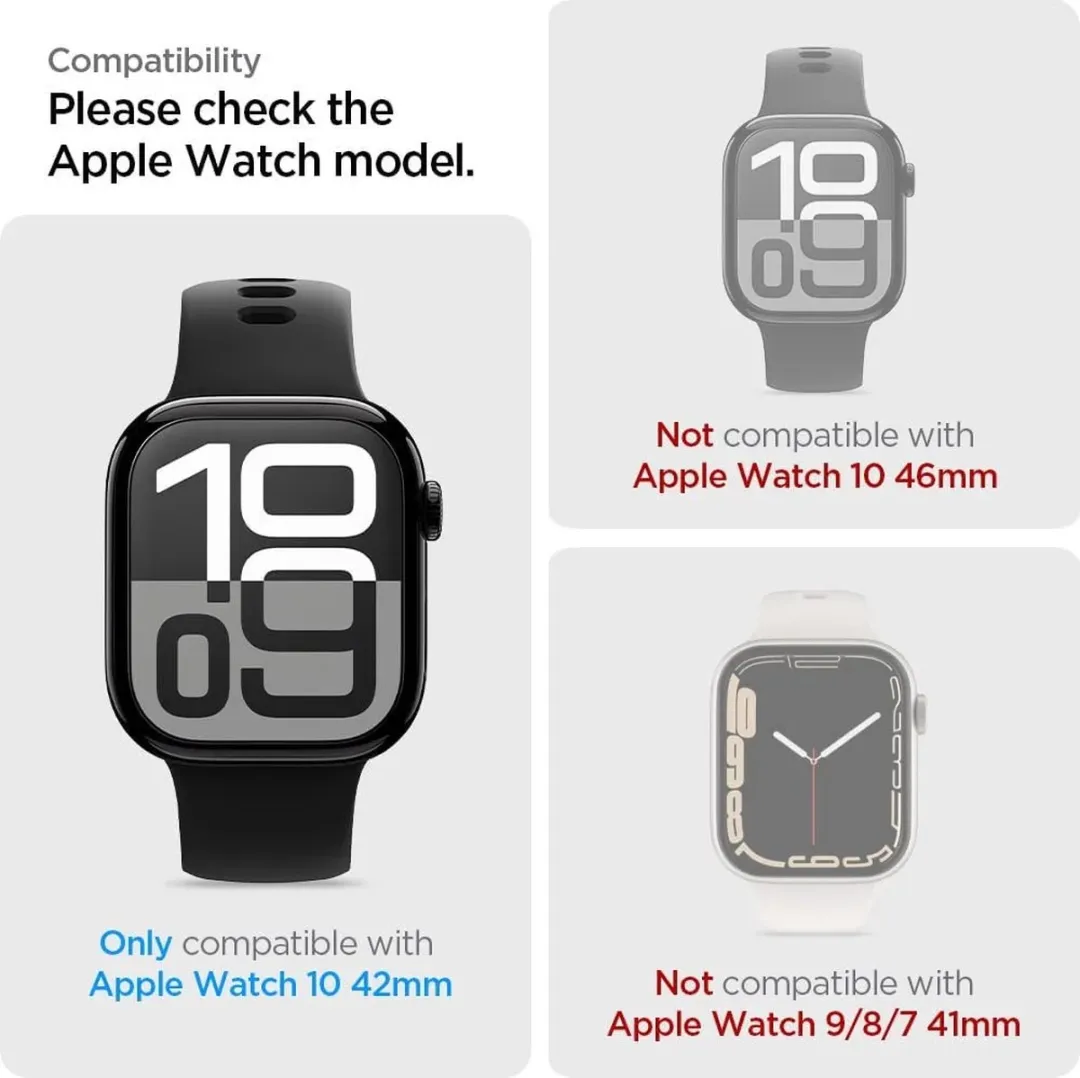 Spigen Eliteshield EZ Fit Schermbeschermer Apple Watch 10 42mm - 2 Stuks