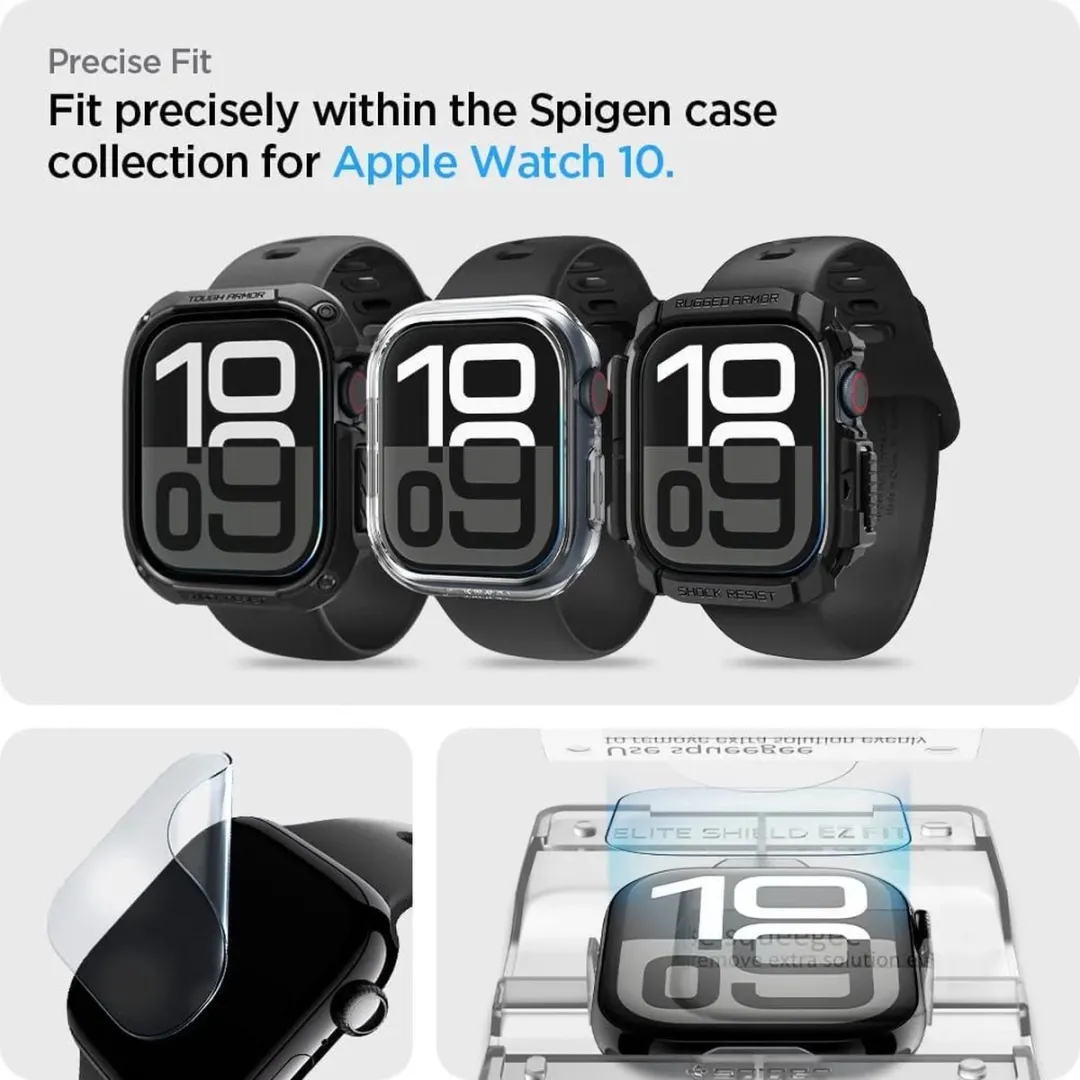 Spigen Eliteshield EZ Fit Schermbeschermer Apple Watch 10 42mm - 2 Stuks