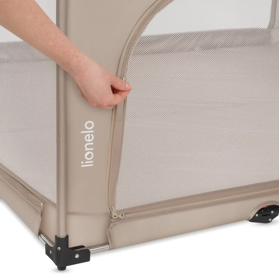 Lionelo Florence Easy Fold XL – Grondbox / Baby Box 180×200 cm – Extra Grote Box - Snel Opvouwbaar Zonder Montage – Speelbox met Zijopeningen met Rits – Ademend Gaas – Compact Op te Bergen – Inclusief Draagtas