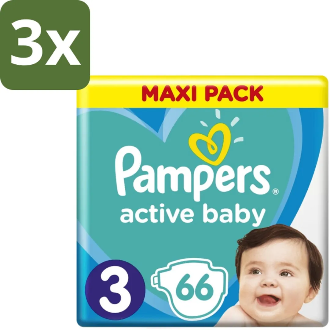 Pampers Active Baby Dry Luiers Maat 3 - 66 Stuks (3x22)