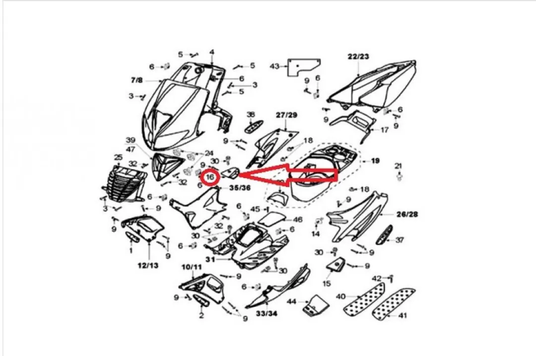 Peugeot 50 X-Fight Cache Reposevoet 734653N