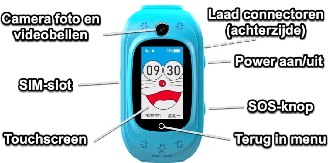 GPSHorlogeKids - GPS horloge kind - smartwatch kinderen - SMS - 4G videobellen - spatwaterdicht - SOS alarm - incl. SIM - TINY Zwart