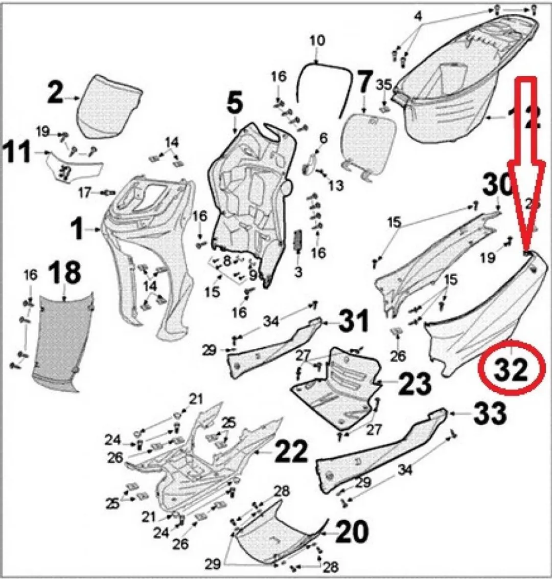 Peugeot 125 Tweet Pro Coque Arrière 802005K7